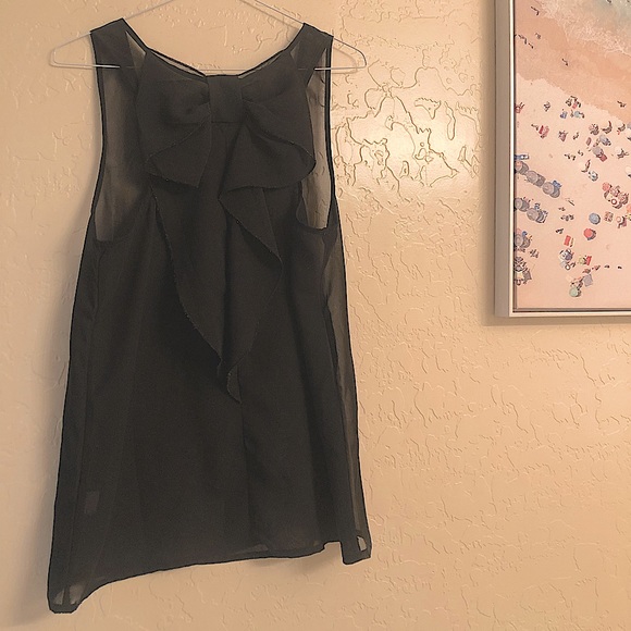 Black Racerback Bow Tank Top - Picture 1 of 3